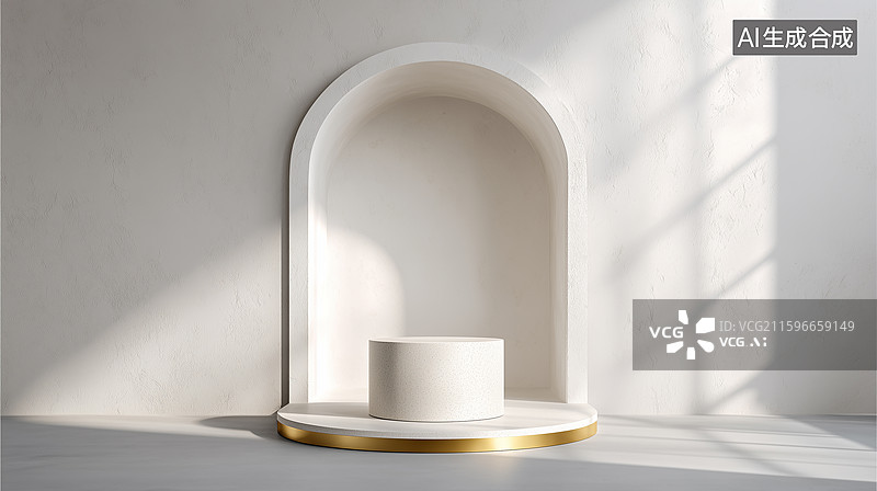 【AI数字艺术】极简白色建筑壁龛图片素材