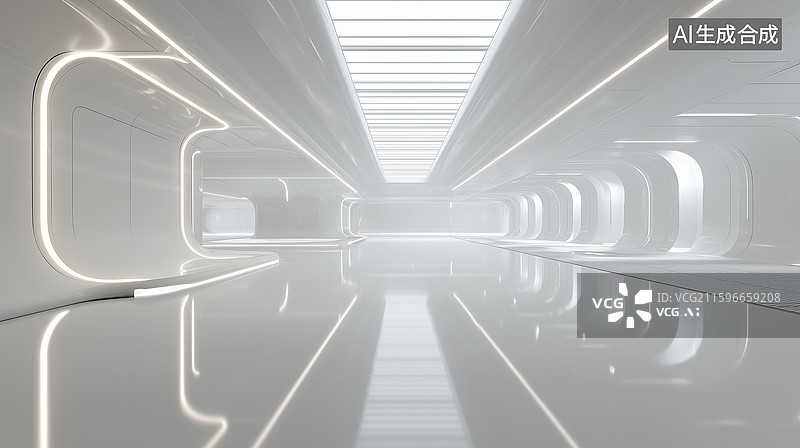 【AI数字艺术】未来白色空间图片素材