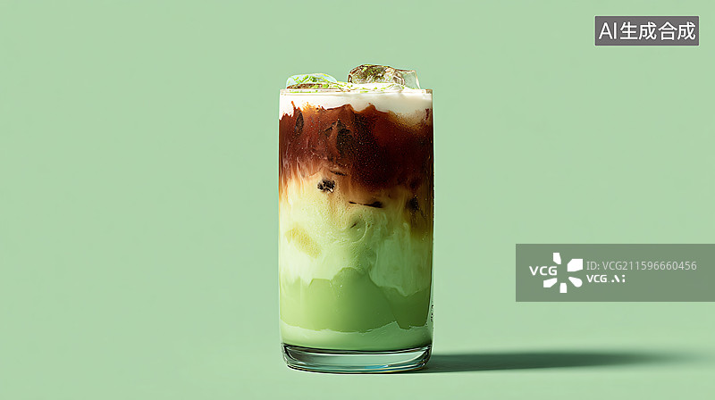 【AI数字艺术】夏日清爽抹茶拿铁图片素材