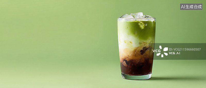 【AI数字艺术】夏日清爽抹茶拿铁图片素材