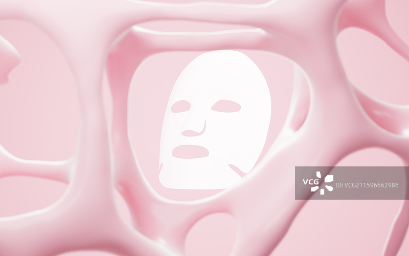 多孔网格背景和面膜3D渲染图片素材
