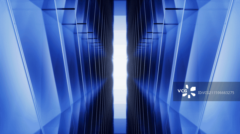 蓝色玻璃背景的霓虹隧道背景动画图片素材