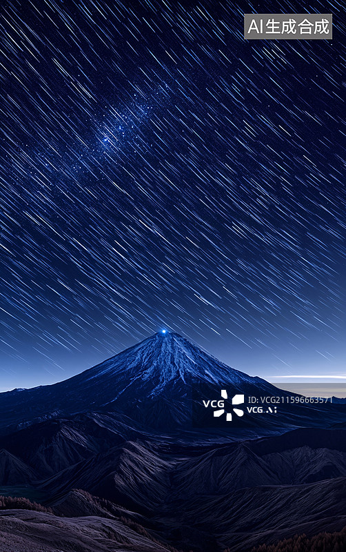 【AI数字艺术】星空下的富士山美景图片素材