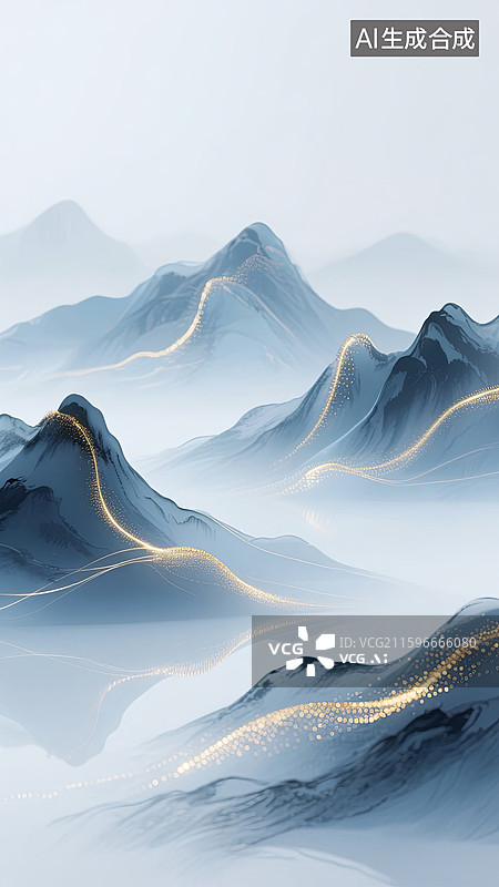 【AI数字艺术】国风水墨山水抽象背景图片素材