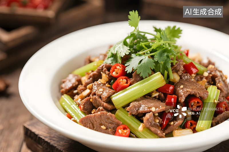 【AI数字艺术】香辣牛肉炒芹菜图片素材