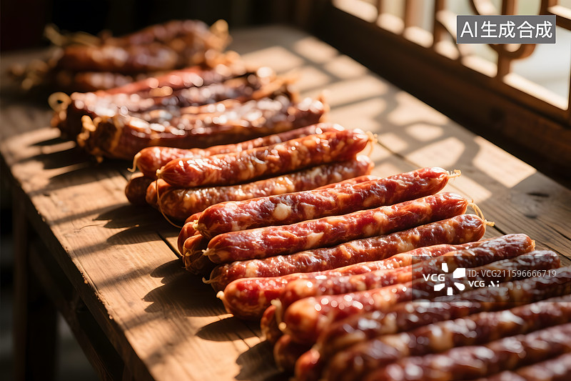 【AI数字艺术】广式腊味香肠图片素材