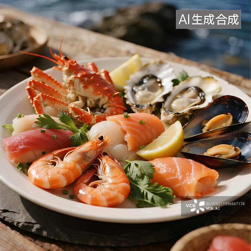 【AI数字艺术】奢华海鲜拼盘：海洋的馈赠图片素材