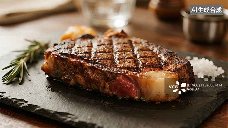 【AI数字艺术】诱惑盛宴：多汁牛排特写图片素材