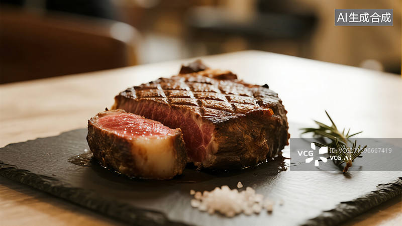 【AI数字艺术】诱惑盛宴：多汁牛排特写图片素材