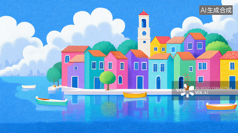 【AI数字艺术】色彩鲜艳的房屋图片素材