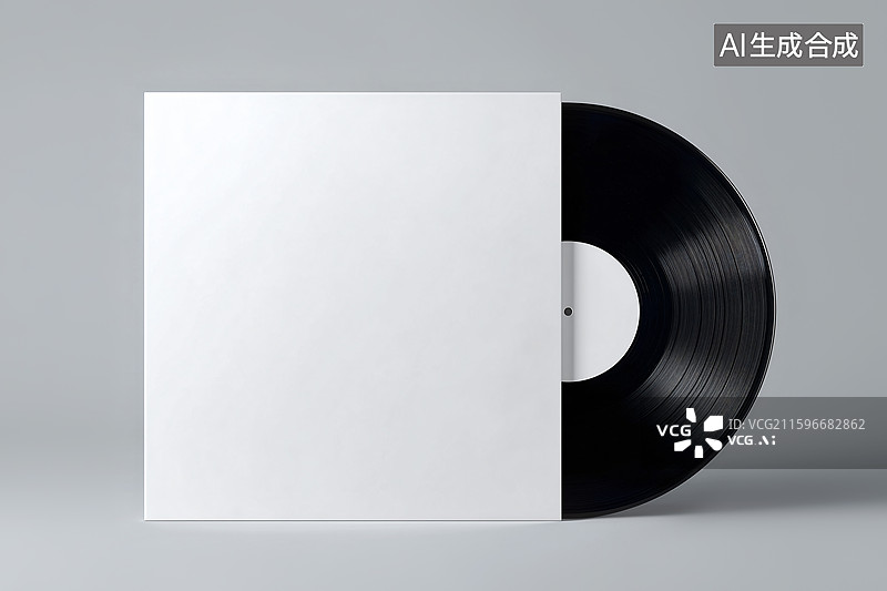 【AI数字艺术】孤立在白色背景上的空白封面和唱片图片素材