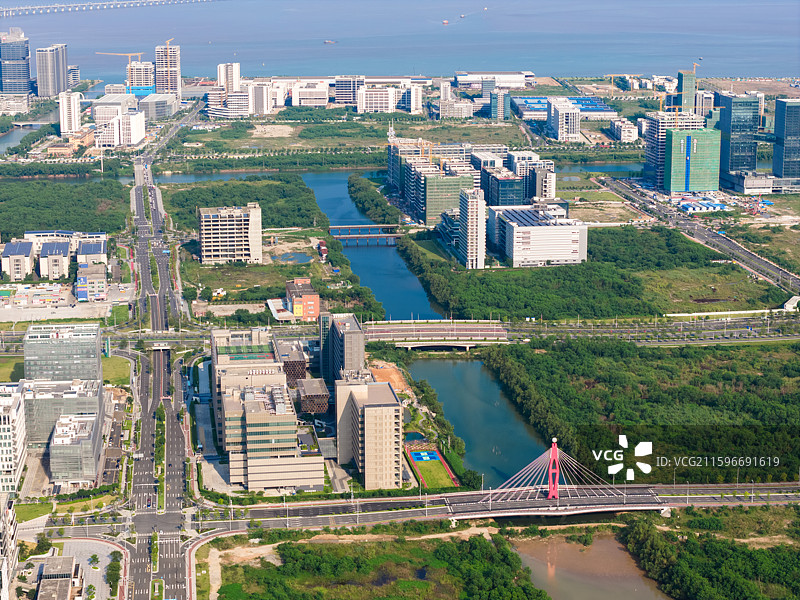 中山市翠亨新区马鞍岛、深中通道、横门岛航拍图片素材