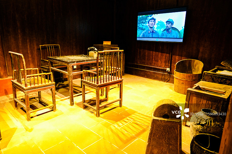 中国贵州遵义赤水市丙安古镇红一军团陈列馆藏品，战争遗留物图片素材