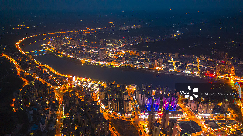 苍溪县夜景航拍图片素材