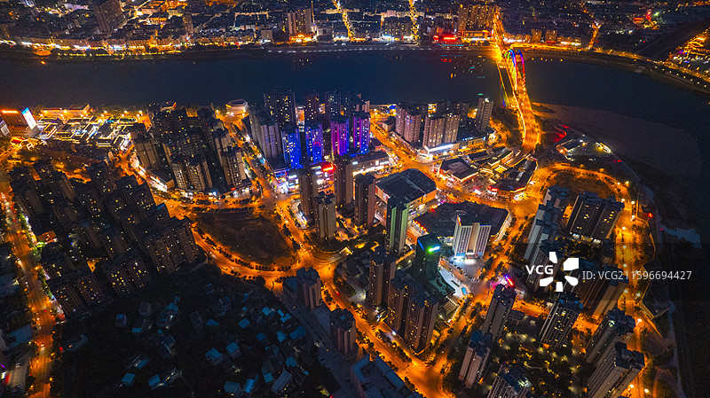 苍溪县夜景航拍图片素材