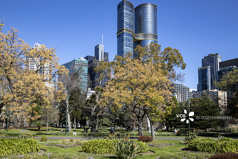 澳大利亚维多利亚州墨尔本市中心卡尔顿花园图片素材