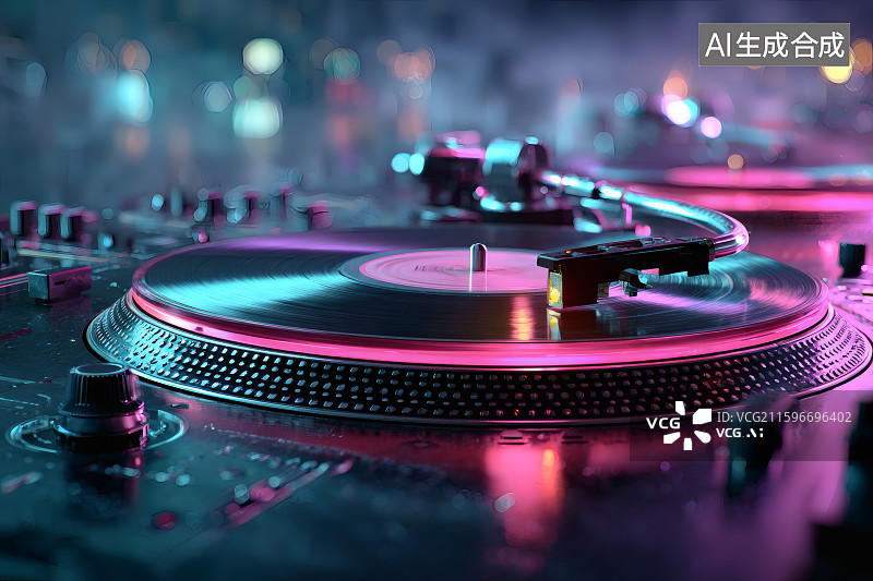 【AI数字艺术】唱片机中播放着悦耳的音乐图片素材