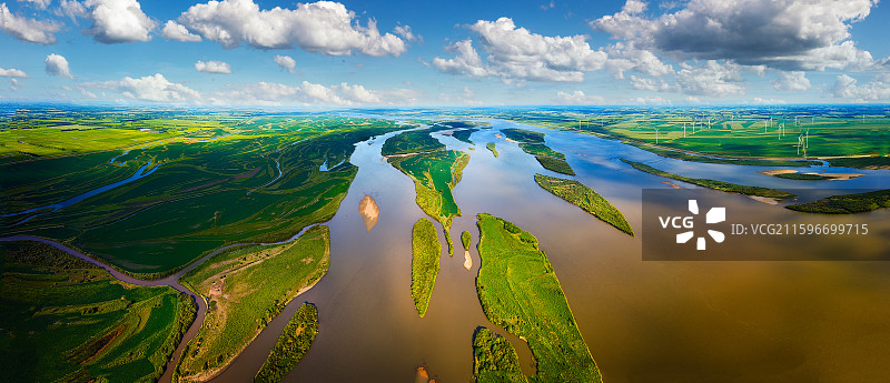 航拍夏季富锦松花江流域风光图片素材