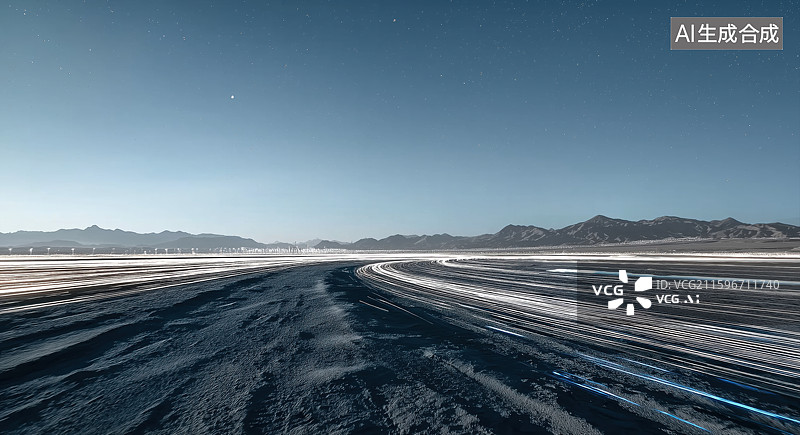 【AI数字艺术】荒漠中的车辙痕迹图片素材