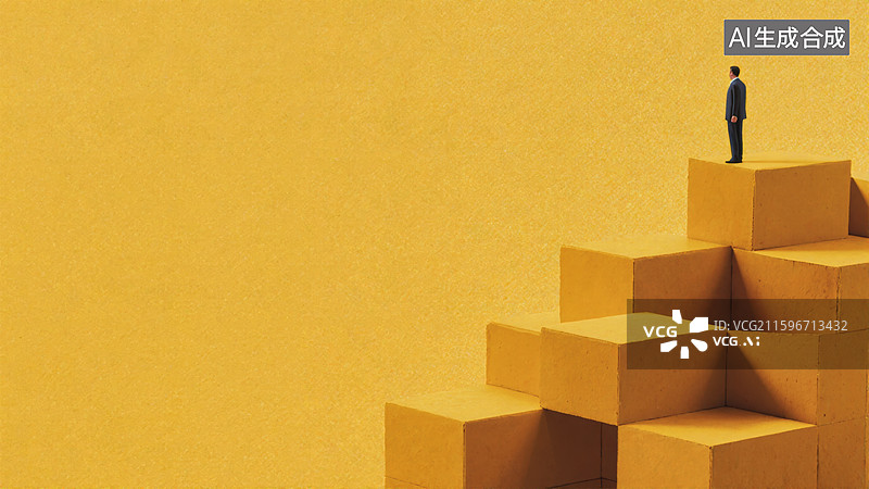 【AI数字艺术】攀登阶梯的孤独身影图片素材
