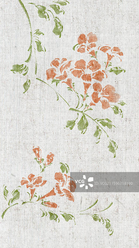 凌霄花写意印花图片素材