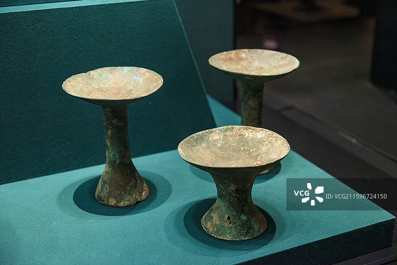 高柄铜豆 周朝 赤峰市宁城县出土 辽宁省博物馆藏 内蒙古博物院展图片素材