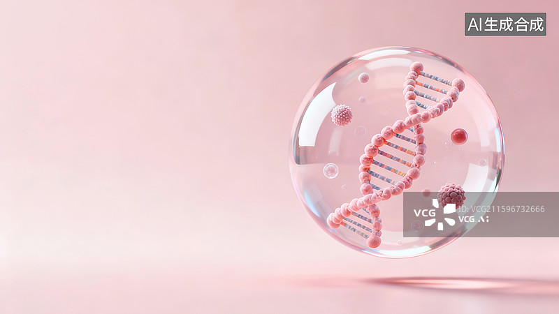 【AI数字艺术】粉红色背景上3D渲染的细胞分子精华背景图片素材