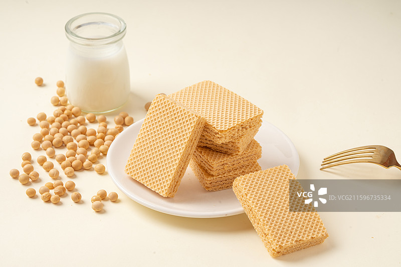 豆乳威化饼干特写图片素材