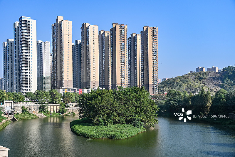 邵阳，邵水河沿岸风光图片素材