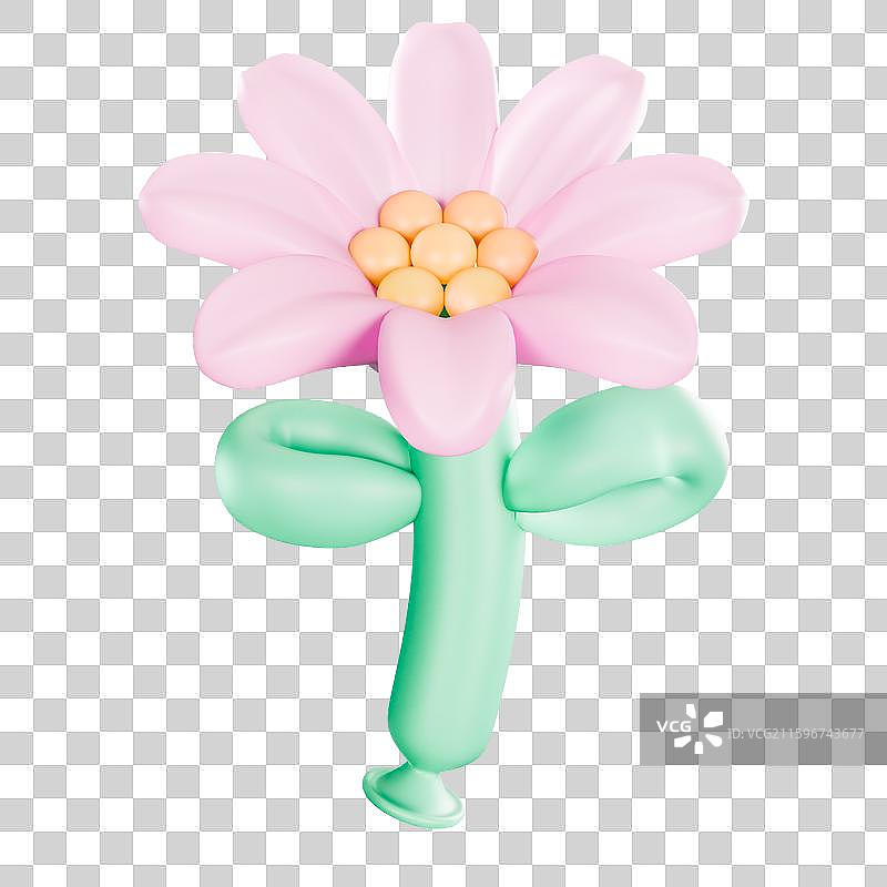 3D立体三维元素膨胀感气球花图片素材