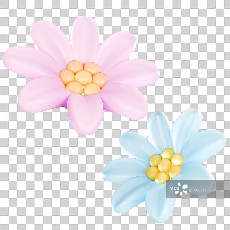 3D立体三维元素膨胀感气球花图片素材