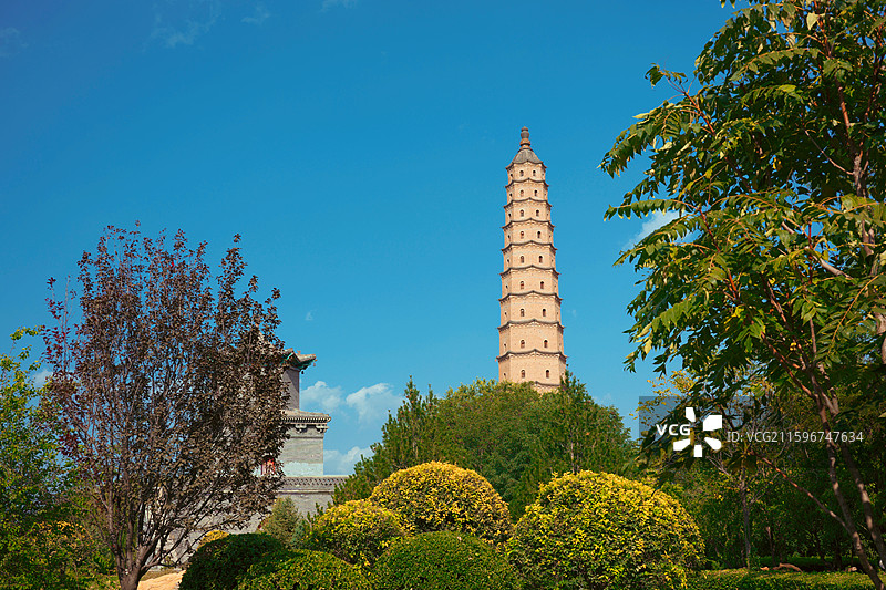 山西汾阳建昌村明代文峰塔图片素材