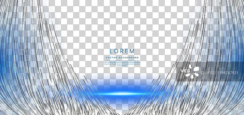 抽象的未来主义发光霓虹蓝波浪线图片素材