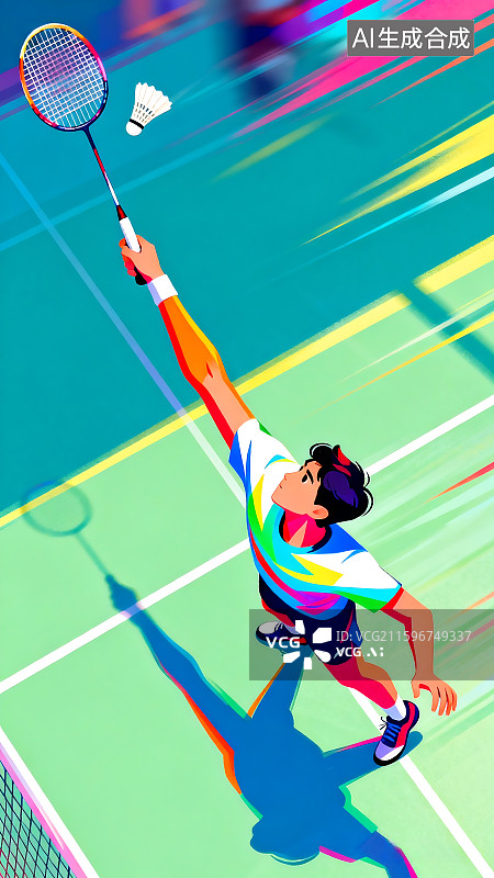 【AI数字艺术】羽毛球比赛 羽毛球运动 扁平海报插画 羽毛球运动员 体育比赛图片素材
