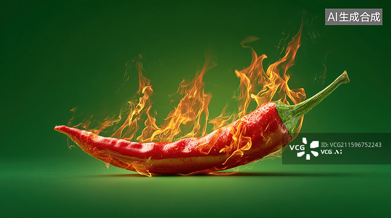 【AI数字艺术】燃烧的红辣椒图片素材