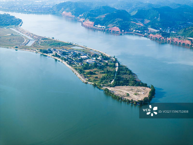 遂宁船山区圣平岛田园综合体航拍图片图片素材