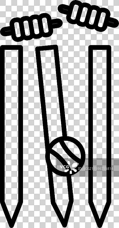 板球球门标志的线性Logo标识，黑色和图片素材