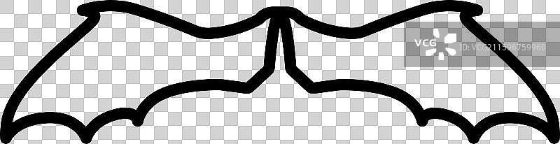 蝙蝠翼图标线性标志，黑白设计图片素材