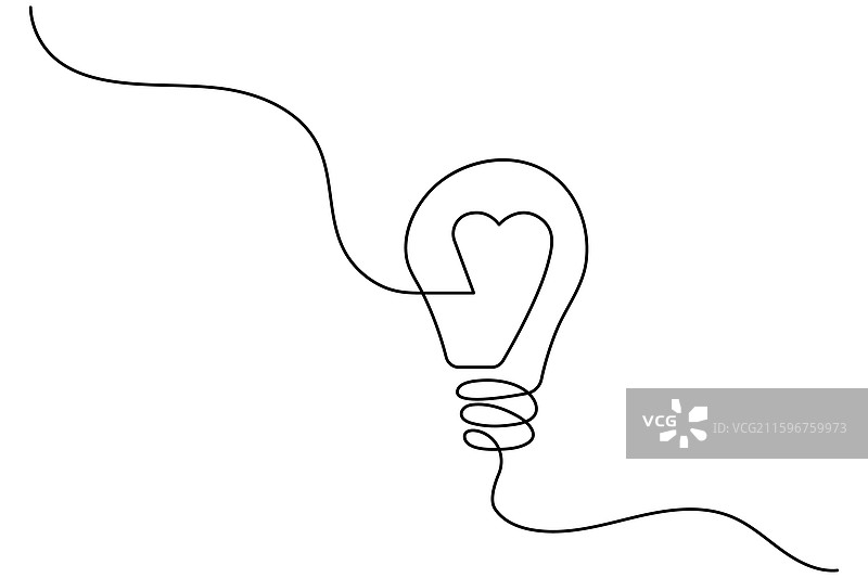 灯泡单线条连续画图片素材