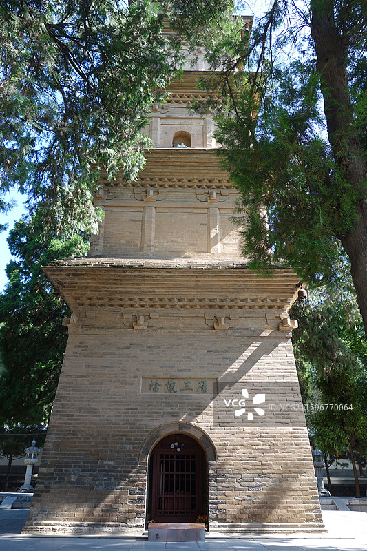 陕西省西安市长安区兴教寺：玄奘塔唐三藏塔图片素材