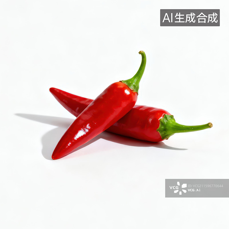 【AI数字艺术】白色背景下的红色小米椒辣椒图片素材