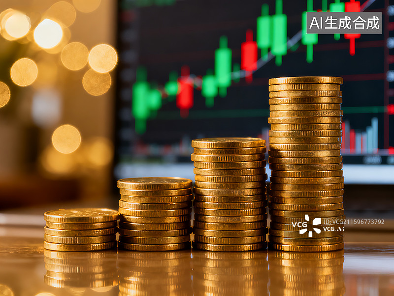 【AI数字艺术】股市上涨 金价上涨 虚拟货币 比特币 A股 港股 美股 股票上涨 牛市 暴涨大涨 k线图图片素材