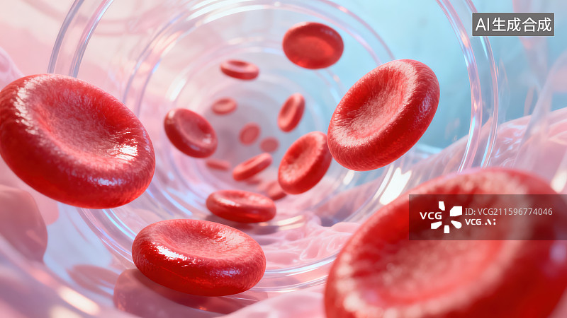 【AI数字艺术】在血管中的红细胞创意插画背景图片素材