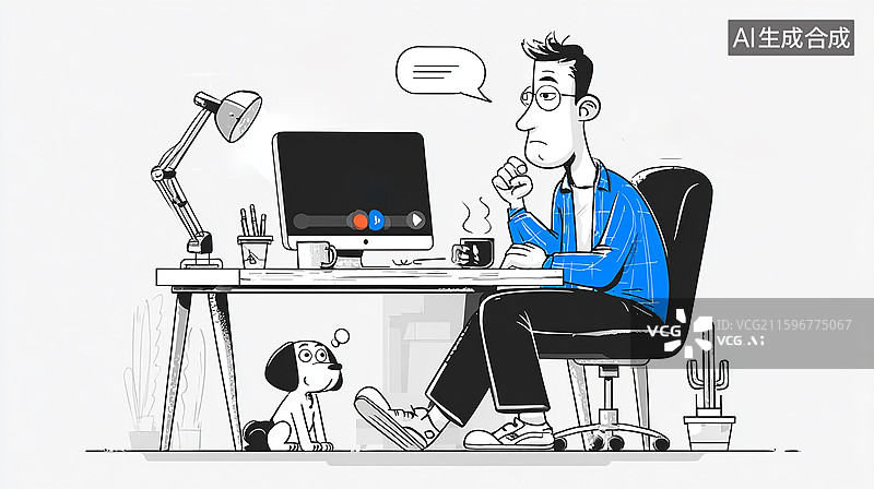 【AI数字艺术】居家视频会议办公图片素材