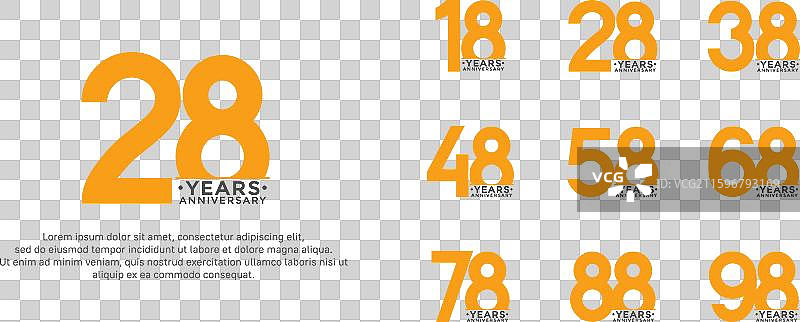 周年纪念标志橙黑色风格集图片素材