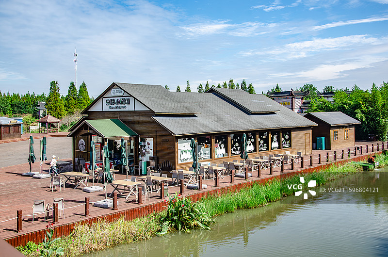 泰州里下河国家湿地公园滨水建筑民宿餐厅图片素材