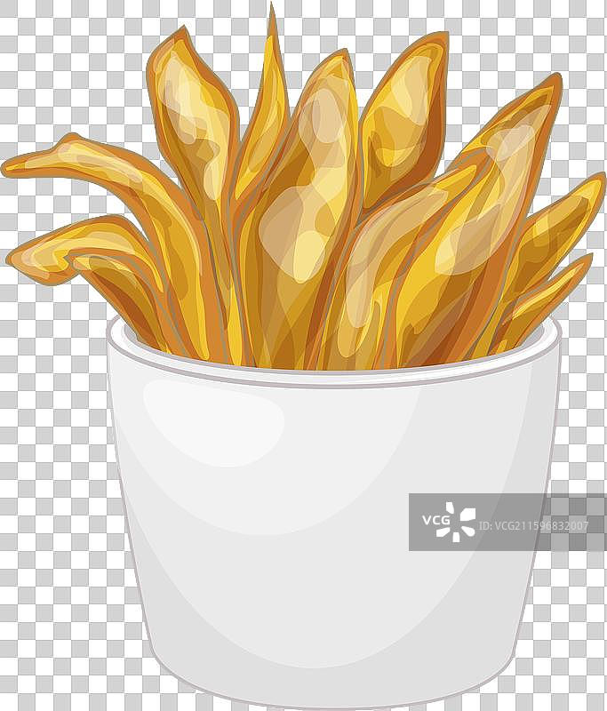 白纸杯里的炸薯条直立着图片素材