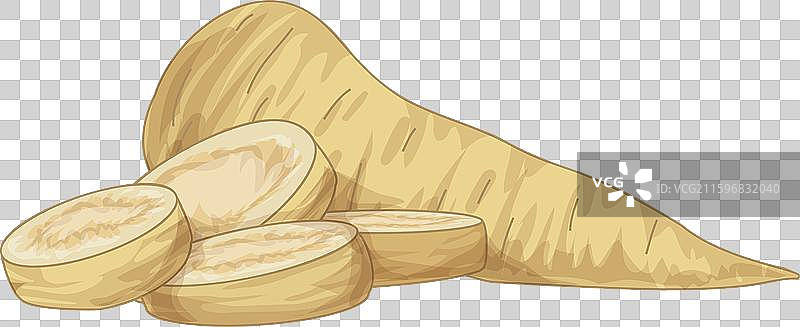 将新鲜欧芹根切片，制作健康餐食图片素材