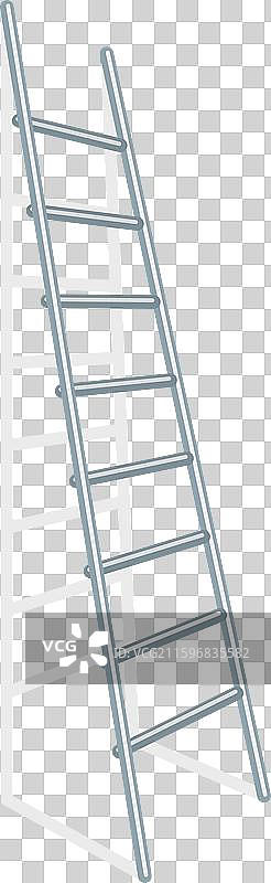 金属梯子靠着白色墙壁图片素材