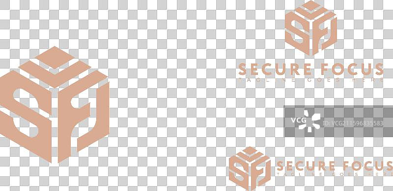 抽象的六边形字母SF或FS标志图片素材